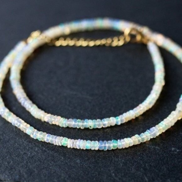 STUNNING AAA FIRE OPAL Beaded Necklace GORGEOUS Ethiopian FIRE Opals 3-4mm - Picture 12 of 13